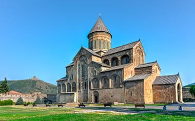 The Eastern Orthodox Svetitskhoveli Cathedral located in the historic town of Mtskheta in Georgia